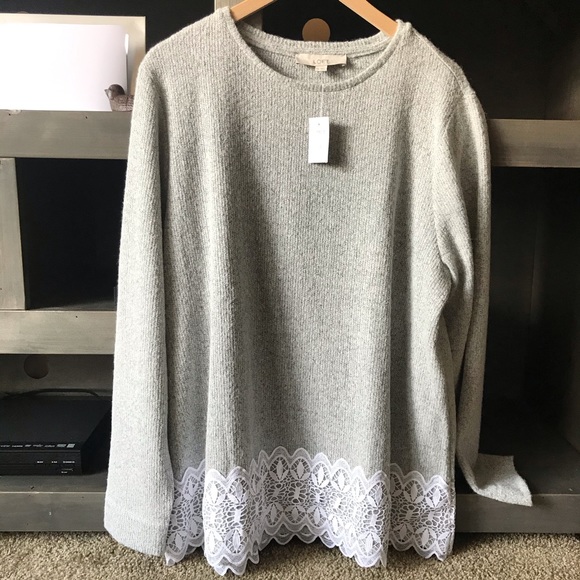 LOFT Sweaters - ***SOLD*** LOFT NWT Multi gray XXL lace